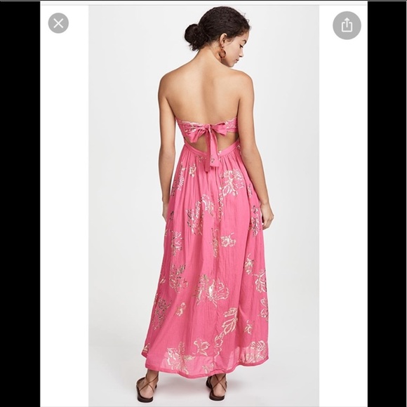 NWT free people Baja Babe Midi Dress in Hot Pink - Picture 2 of 6